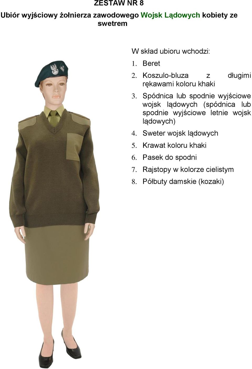 Spódnica lub spodnie wyjściowe wojsk lądowych (spódnica lub spodnie wyjściowe letnie