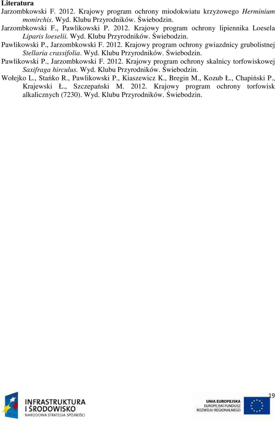 Wyd. Klubu Przyrodników. Świebodzin. Wołejko L., Stańko R., Pawlikowski P., Kiaszewicz K., Bregin M., Kozub Ł., Chapiński P., Krajewski Ł., Szczepański M. 2012.