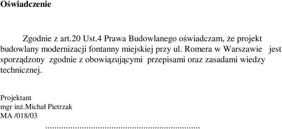 fontanny miejskiej przy ul.