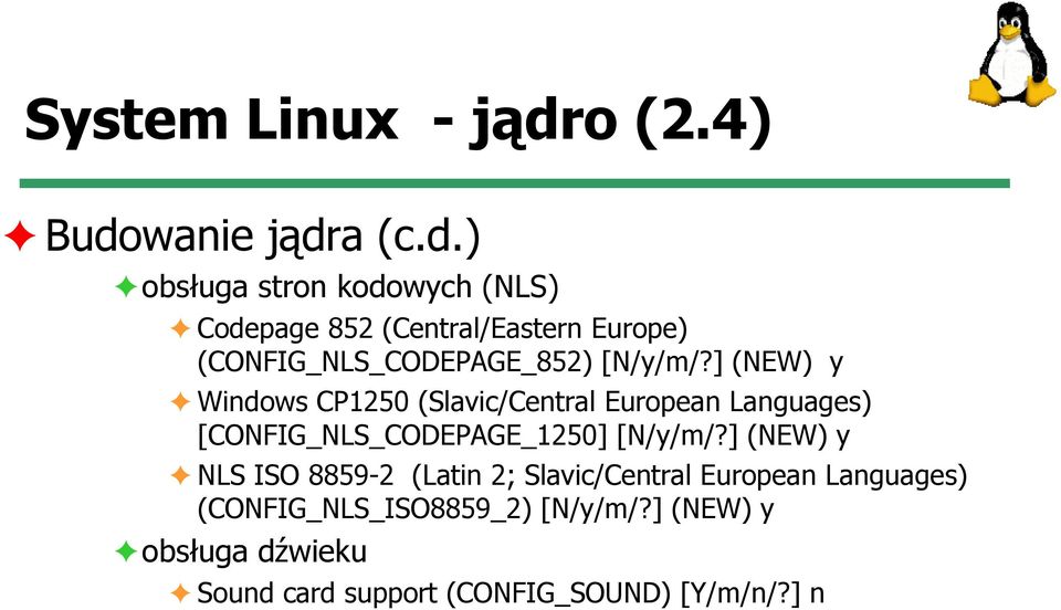 ] (NEW) y Windows CP1250 (Slavic/Central European Languages) [CONFIG_NLS_CODEPAGE_1250] [N/y/m/?