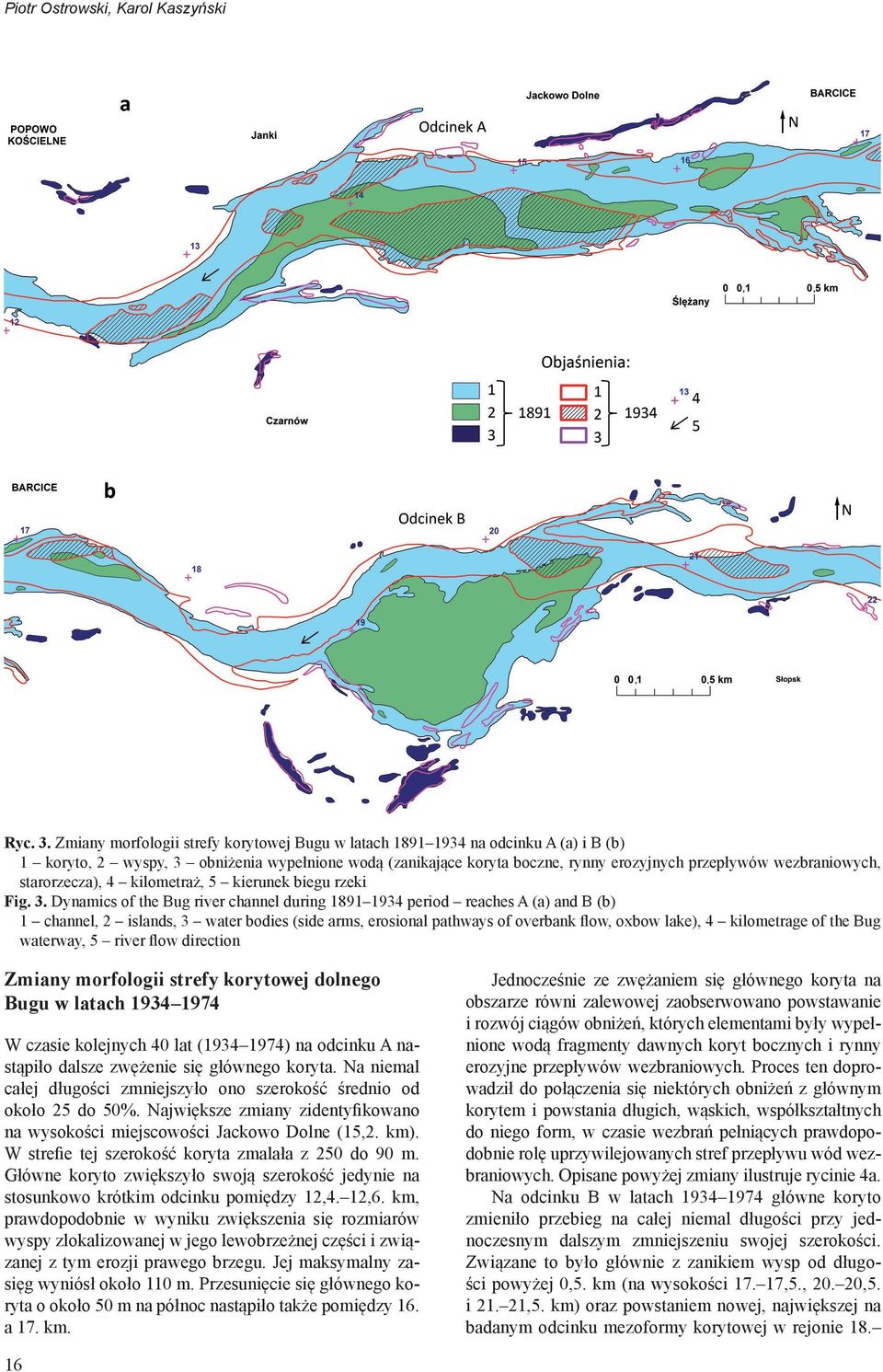 wezbraniowych, starorzecza), 4 kilometraż, 5 kierunek biegu rzeki Fig. 3.