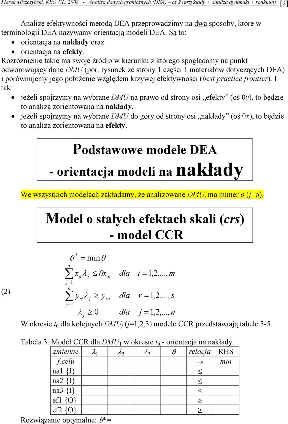 rsuek ze sro części maeriałów doczącch EA) i porówuem ego położeie względem krzwe efekwości (bes pracice froier).