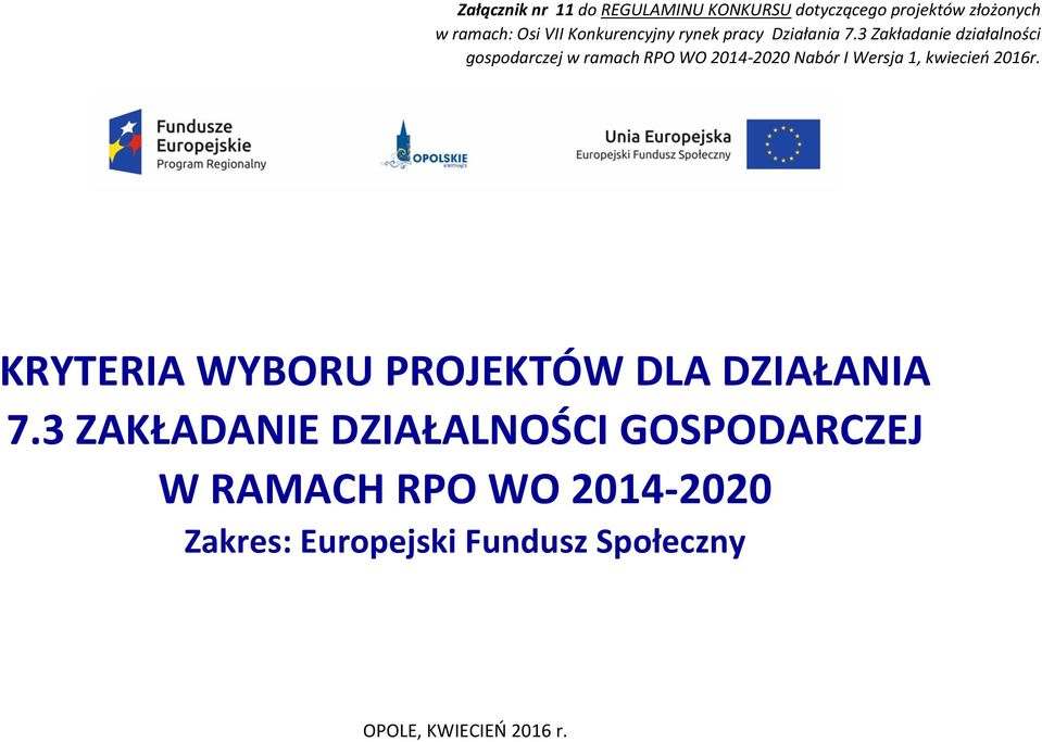 RAMACH RPO WO 2014-2020 Zakres: