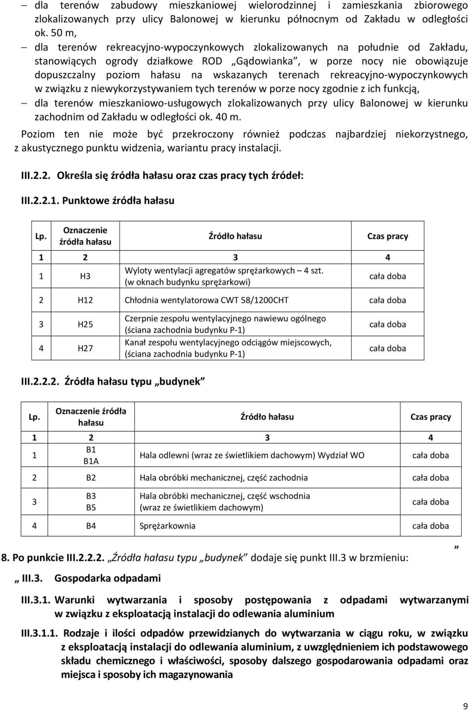 terenach rekreacyjno-wypoczynkowych w związku z niewykorzystywaniem tych terenów w porze nocy zgodnie z ich funkcją, dla terenów mieszkaniowo-usługowych zlokalizowanych przy ulicy Balonowej w