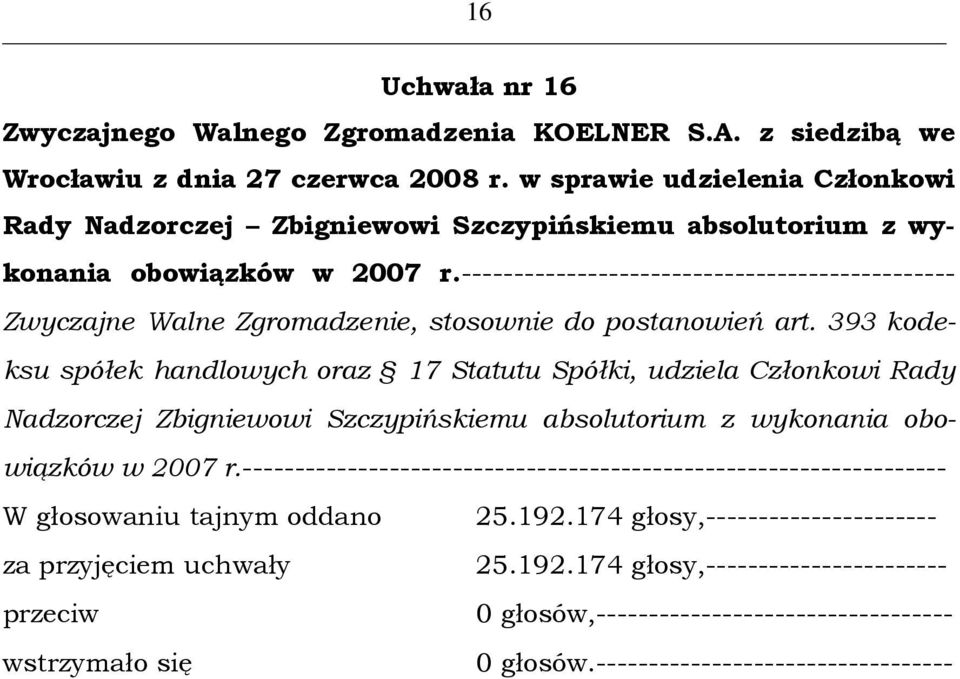 ----------------------------------------------- Zwyczajne Walne Zgromadzenie, stosownie do postanowień art.