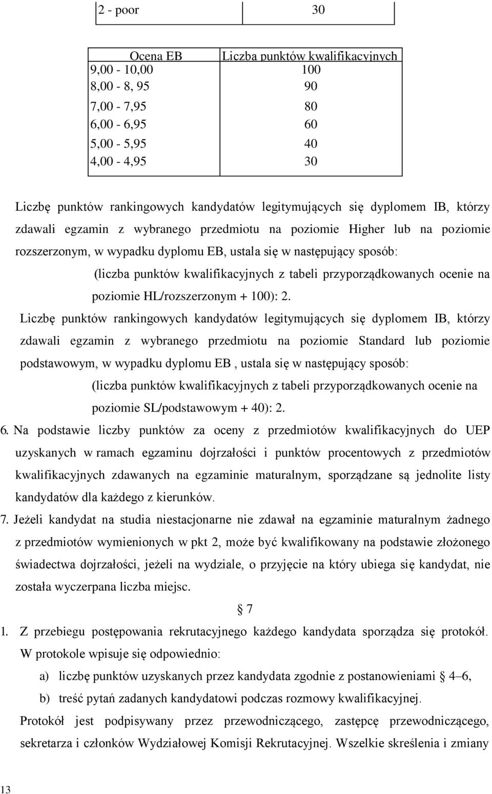 tabeli przyporządkowanych ocenie na poziomie HL/rozszerzonym + 100): 2.