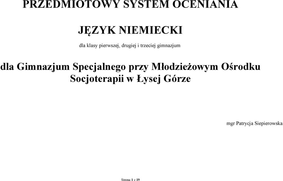 Gimnazjum Specjalnego przy Młodzieżowym Ośrodku