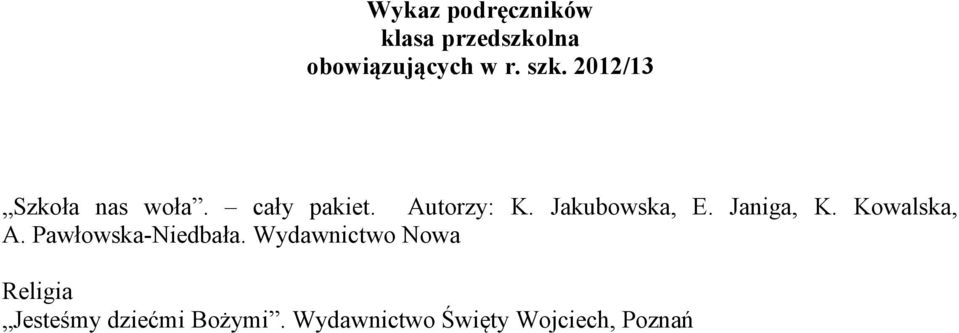 Kowalska, A. Pawłowska-Niedbała.