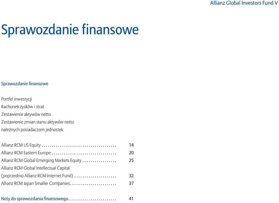 ............................... 20 Allianz RCM Global Emerging Markets Equity.