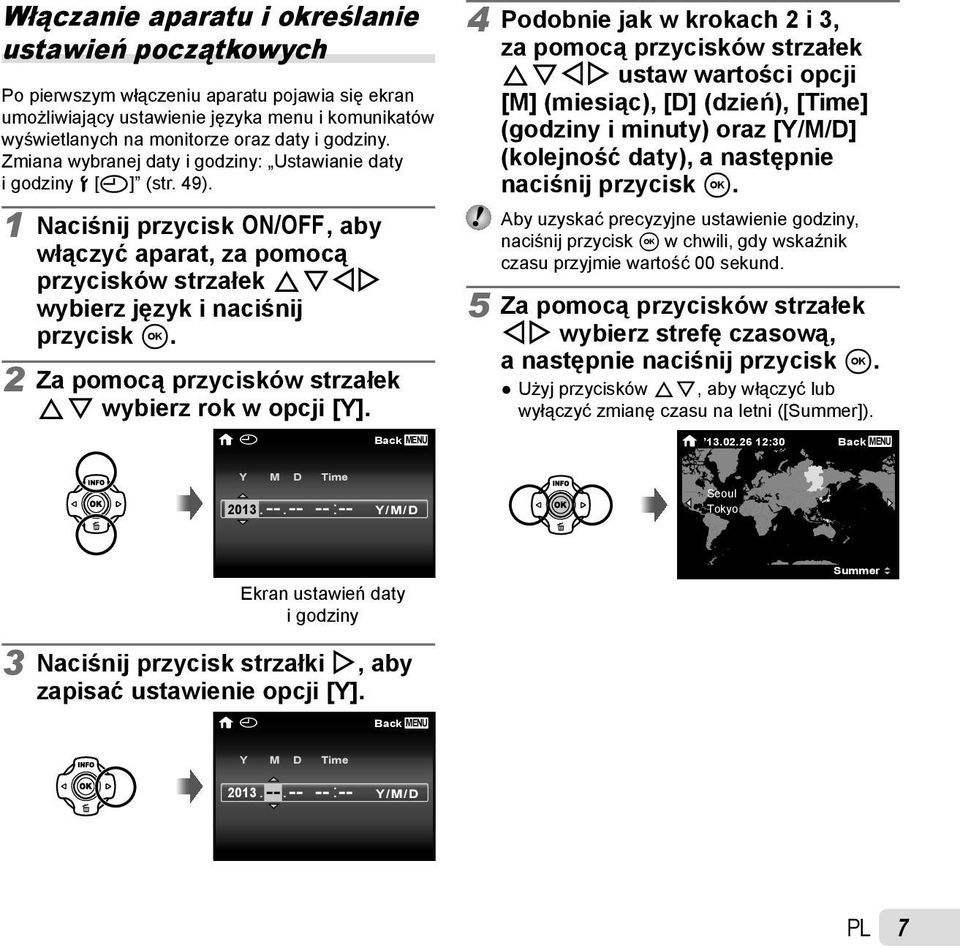 2 Za pomocą przycisków strzałek FG wybierz rok w opcji [Y].