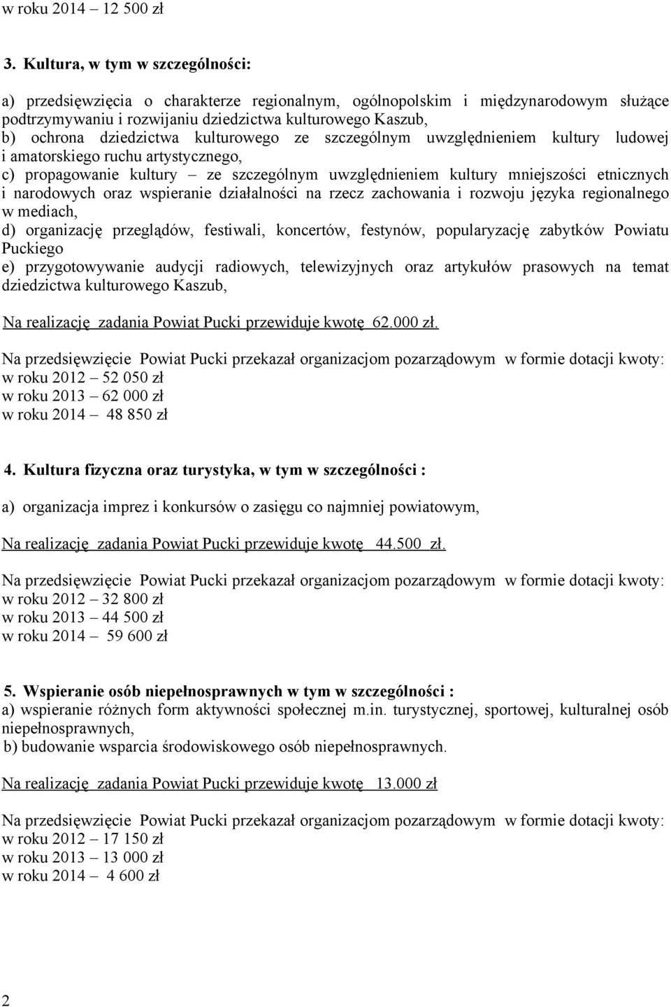 dziedzictwa kulturowego ze szczególnym uwzględnieniem kultury ludowej i amatorskiego ruchu artystycznego, c) propagowanie kultury ze szczególnym uwzględnieniem kultury mniejszości etnicznych i