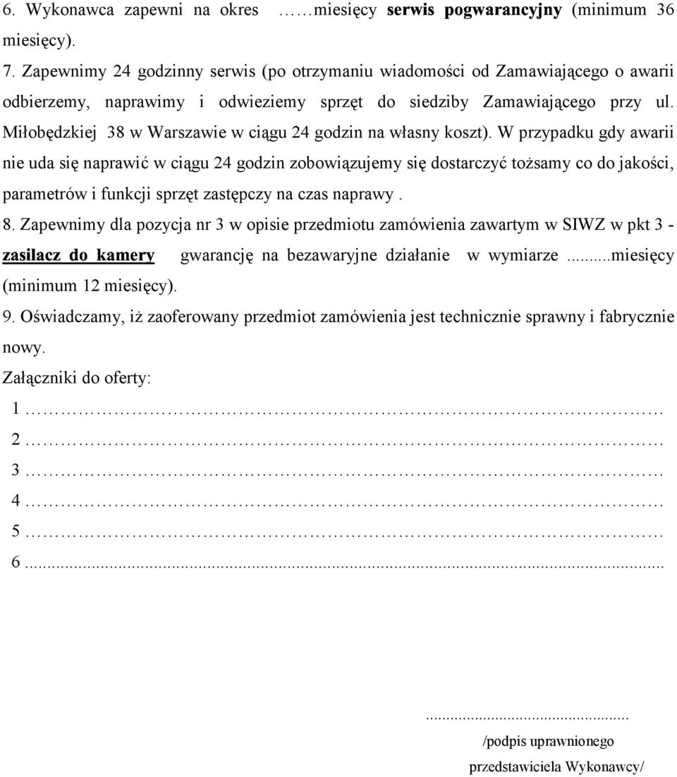 ' & ' ( Miłobędzkiej 38 w Warszawie w ciągu 24 godzin na własny koszt).