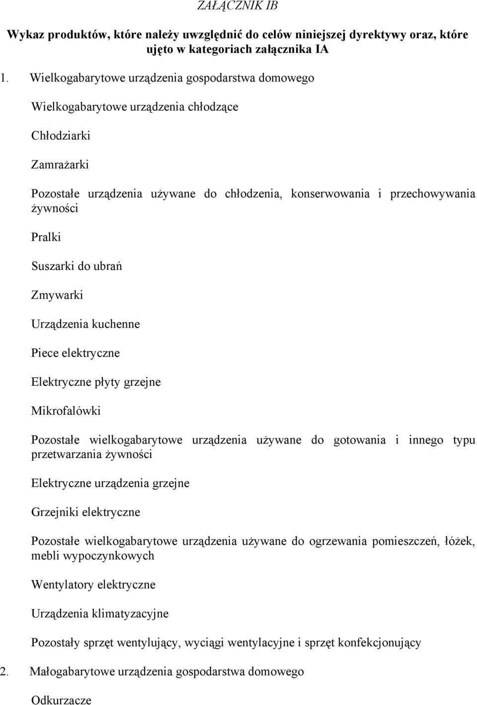 Pralki Suszarki do ubrań Zmywarki Urządzenia kuchenne Piece elektryczne Elektryczne płyty grzejne Mikrofalówki Pozostałe wielkogabarytowe urządzenia używane do gotowania i innego typu przetwarzania