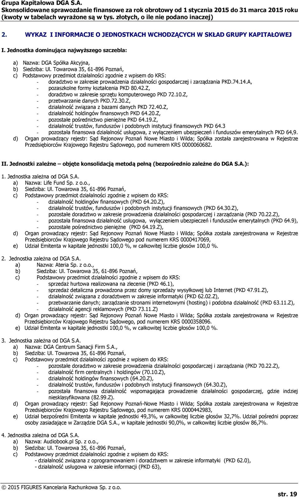 A, - pozaszkolne formy kształcenia PKD 80.42.Z, - doradztwo w zakresie sprzętu komputerowego PKD 72.10.Z, - przetwarzanie danych PKD.72.30.Z, - działalność związana z bazami danych PKD 72.40.