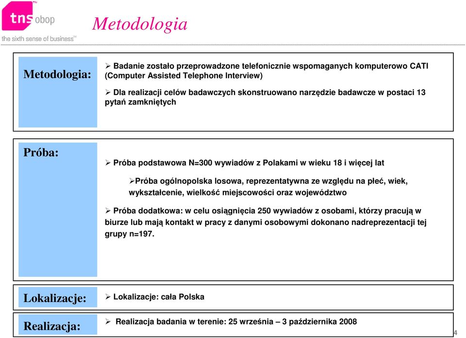 reprezentatywna ze względu na płeć, wiek, wykształcenie, wielkość miejscowości oraz województwo Próba dodatkowa: w celu osiągnięcia 250 wywiadów z osobami, którzy pracują w biurze