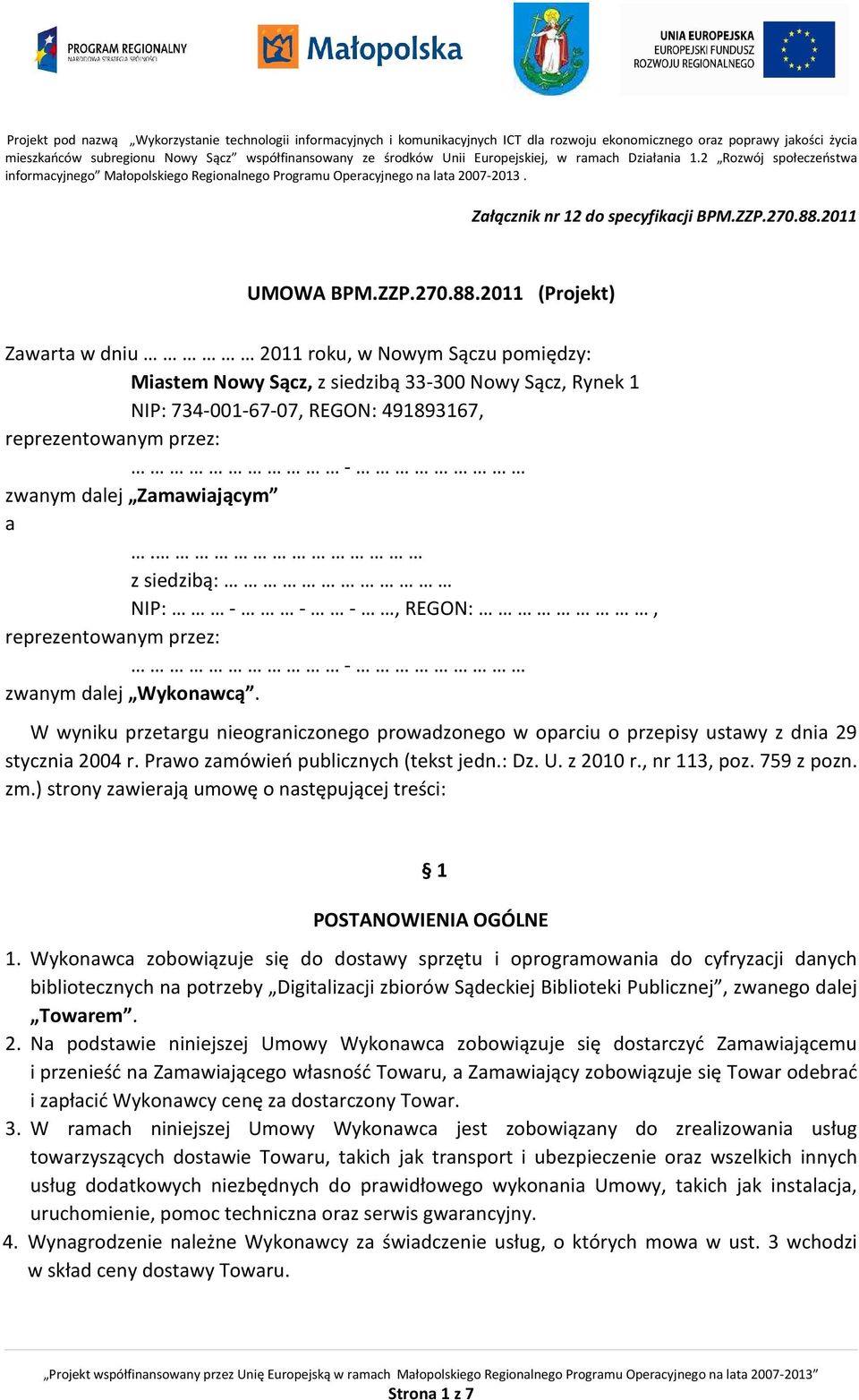 2011 UMOWA BPM.ZZP.270.88.