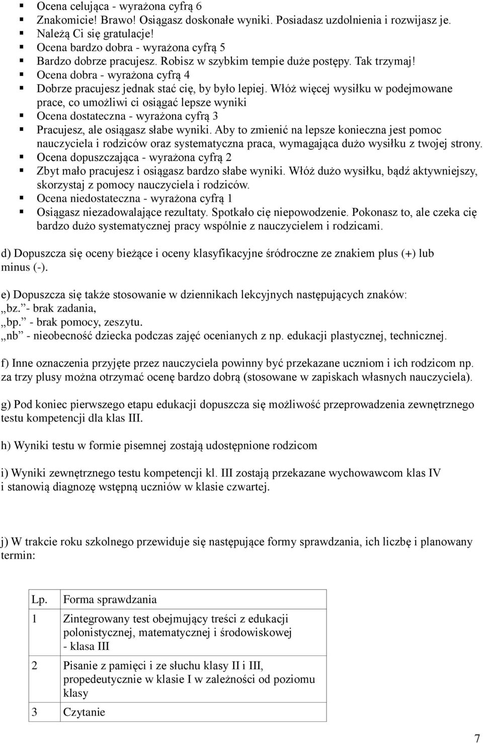 Włóż więcej wysiłku w podejmowane prace, co umożliwi ci osiągać lepsze wyniki Ocena dostateczna - wyrażona cyfrą 3 Pracujesz, ale osiągasz słabe wyniki.