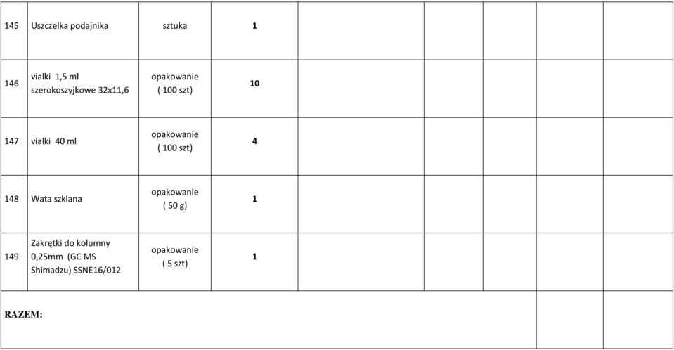 ml ( 00 szt) 4 48 Wata szklana ( 50 g) 49