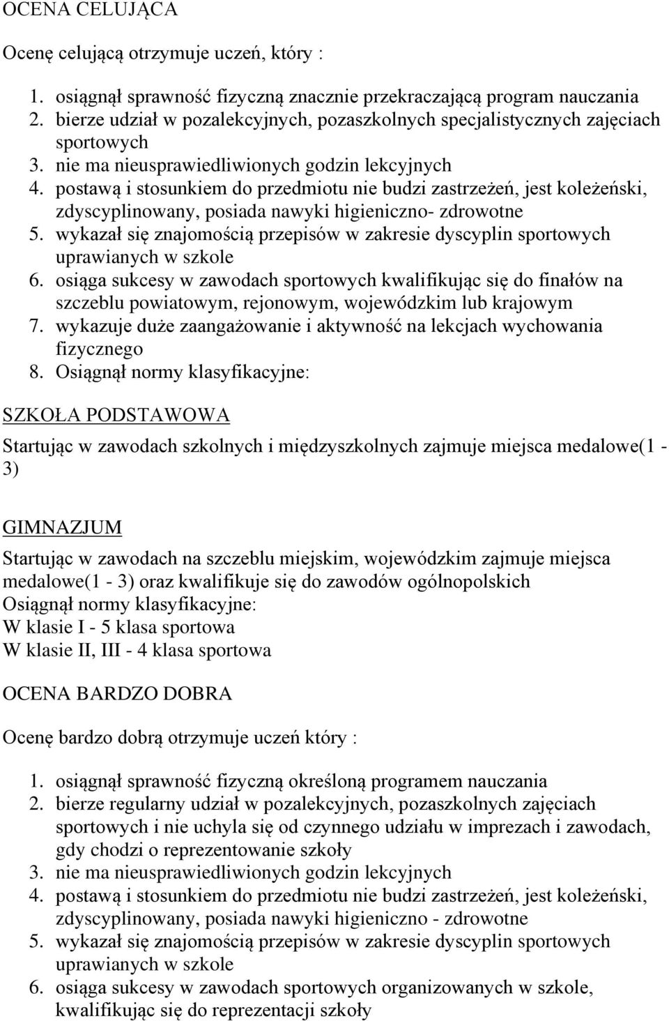 postawą i stosunkiem do przedmiotu nie budzi zastrzeżeń, jest koleżeński, zdyscyplinowany, posiada nawyki higieniczno- zdrowotne 5.