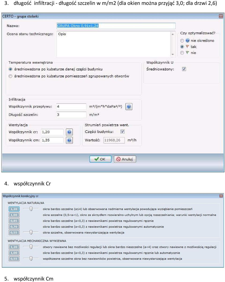 przyjąć 3,0; dla drzwi 2,6) 4.