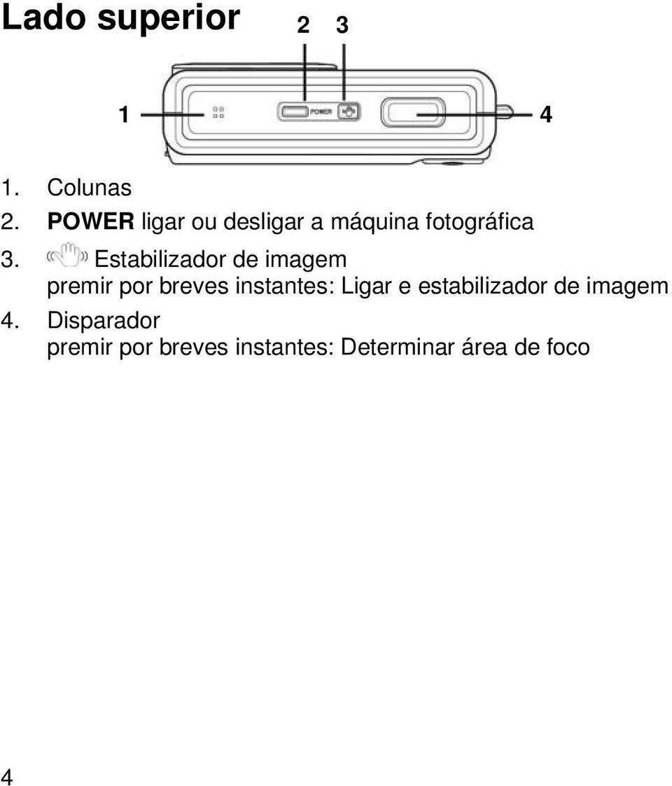 Estabilizador de imagem premir por breves instantes: Ligar