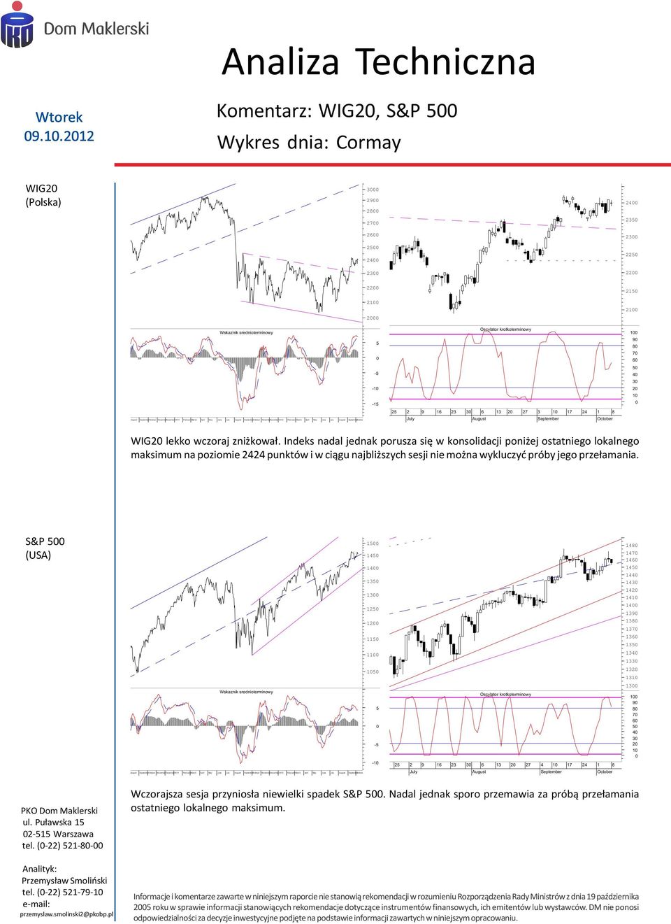 S&P (USA) 9 9-9 NovemberDecember FebruaryMarch April May June NovemberDecember FebruaryMarch April May June Octobe PKO Dom Maklerski ul. Pu³awska Warszawa tel.