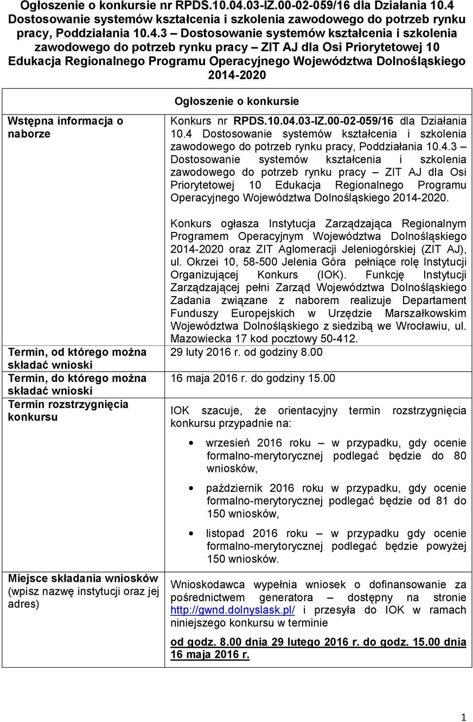 Dostosowanie systemów kształcenia i szkolenia zawodowego do potrzeb rynku pracy, Poddziałania 10.4.