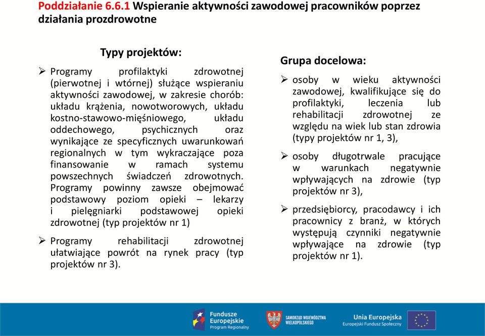 zakresie chorób: układu krążenia, nowotworowych, układu kostno-stawowo-mięśniowego, układu oddechowego, psychicznych oraz wynikające ze specyficznych uwarunkowań regionalnych w tym wykraczające poza