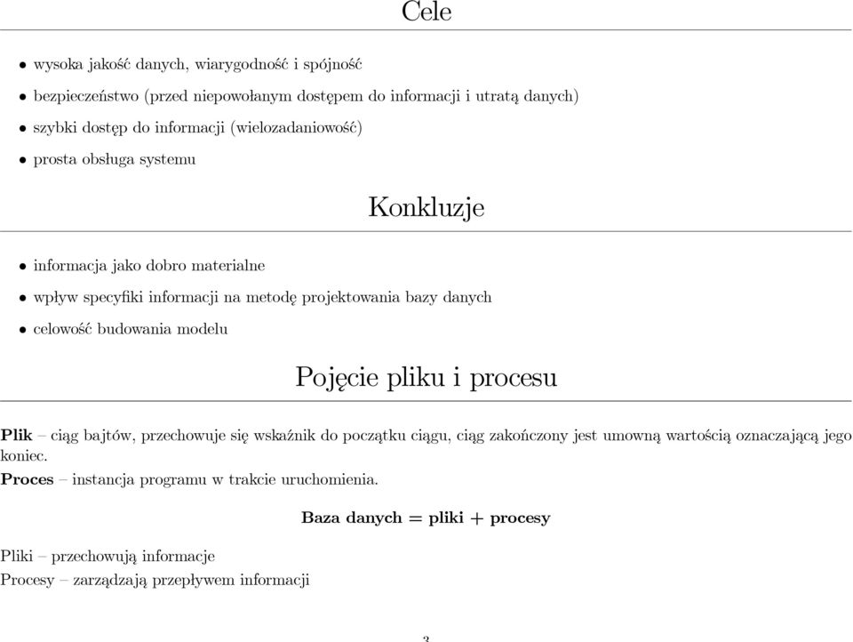 budowania modelu Pojęcie pliku i procesu Plik ci ag bajtów, przechowuje się wskaźnik do poczatku ciagu, ciag zakończony jest umowna wartościa oznaczajac