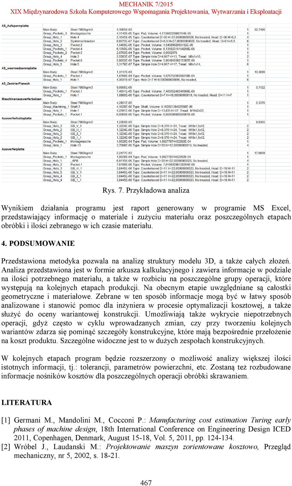 zebranego w ich czasie materiału. 4. PODSUMOWANIE Przedstawiona metodyka pozwala na analizę struktury modelu 3D, a także całych złożeń.