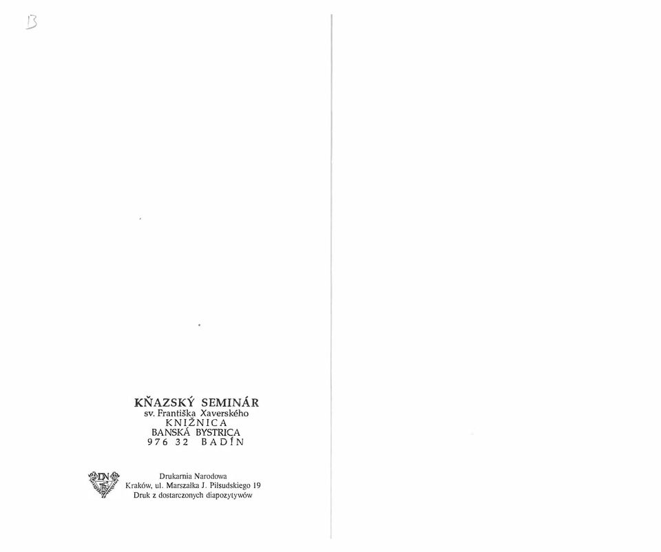 BYSTRICA 976 32 BADfN Drukarnia Narodowa