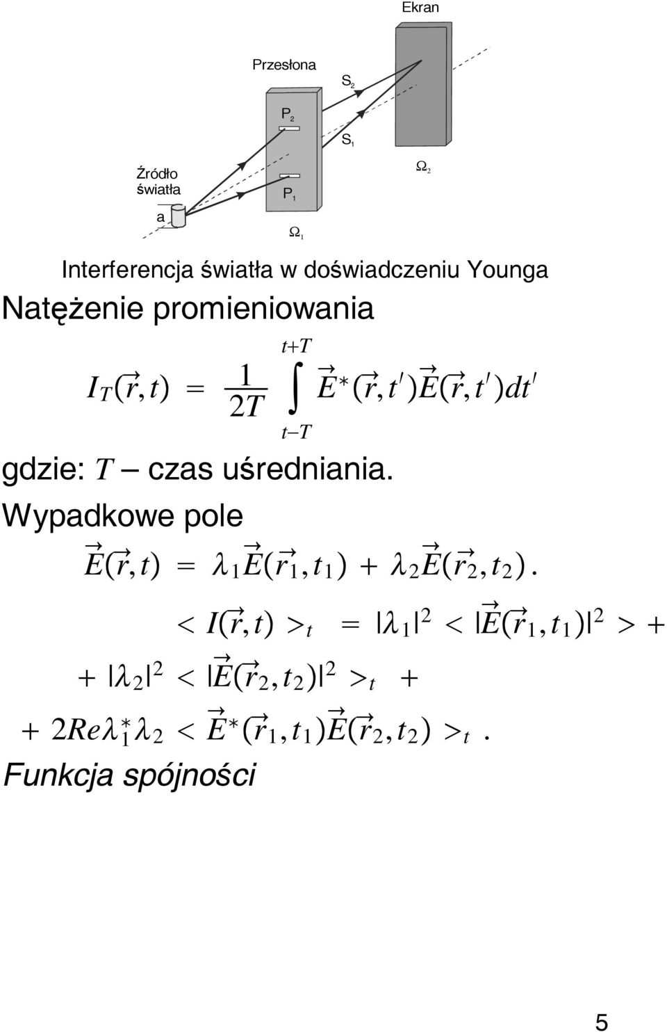 gdzie: T czasuśredniania. Wypadkowe pole E r, t 1 E r 1,t 1 2 E r 2,t 2.