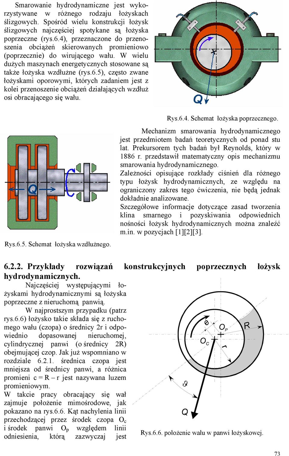 5), często zwane łożyskami oporowymi, których zadaniem jest z kolei przenoszenie obciążeń działających wzdłuż osi obracającego się wału. Rys.6.5. Schemat łożyska wzdłużnego. Rys.6.4.