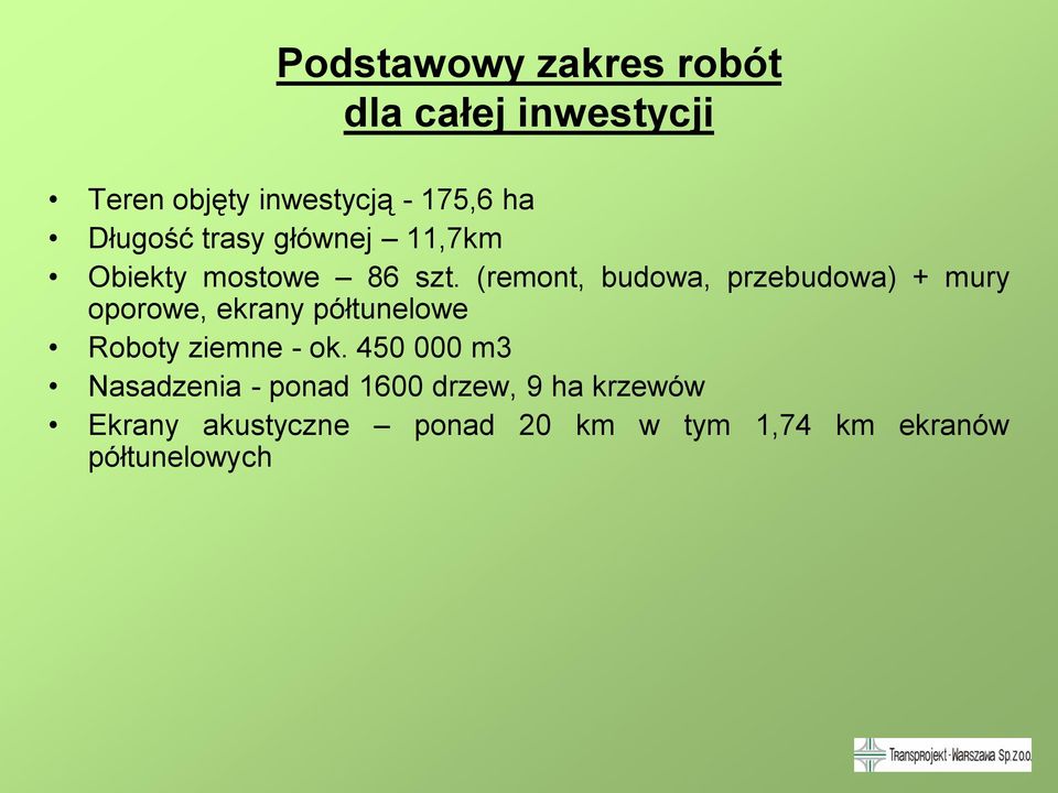 (remont, budowa, przebudowa) + mury oporowe, ekrany półtunelowe Roboty ziemne - ok.