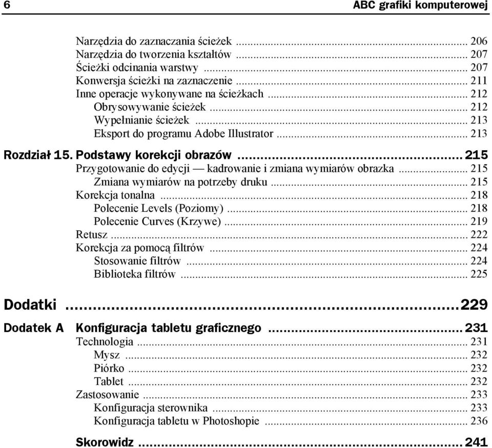 .. 215 Przygotowanie do edycji kadrowanie i zmiana wymiarów obrazka... 215 Zmiana wymiarów na potrzeby druku... 215 Korekcja tonalna... 218 Polecenie Levels (Poziomy)... 218 Polecenie Curves (Krzywe).