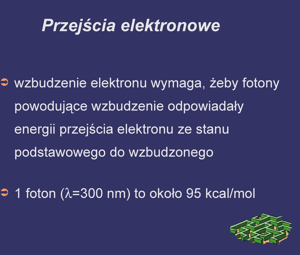 energii przejścia elektronu ze stanu podstawowego