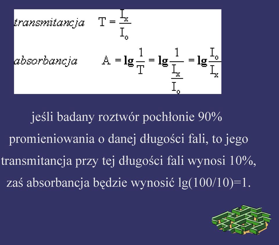 jego transmitancja przy tej długości fali