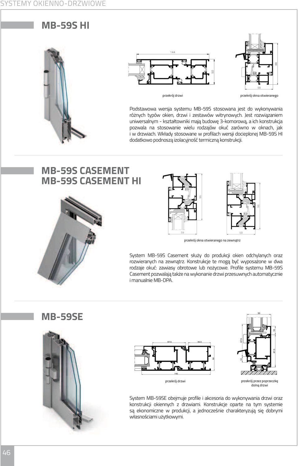 Wkłady stosowane w profilach wersji docieplonej MB-59S HI dodatkowo podnoszą izolacyjność termiczną konstrukcji.