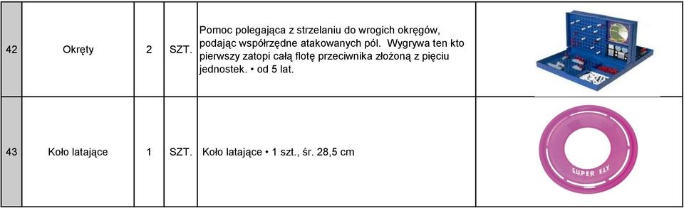 współrzędne atakowanych pól.