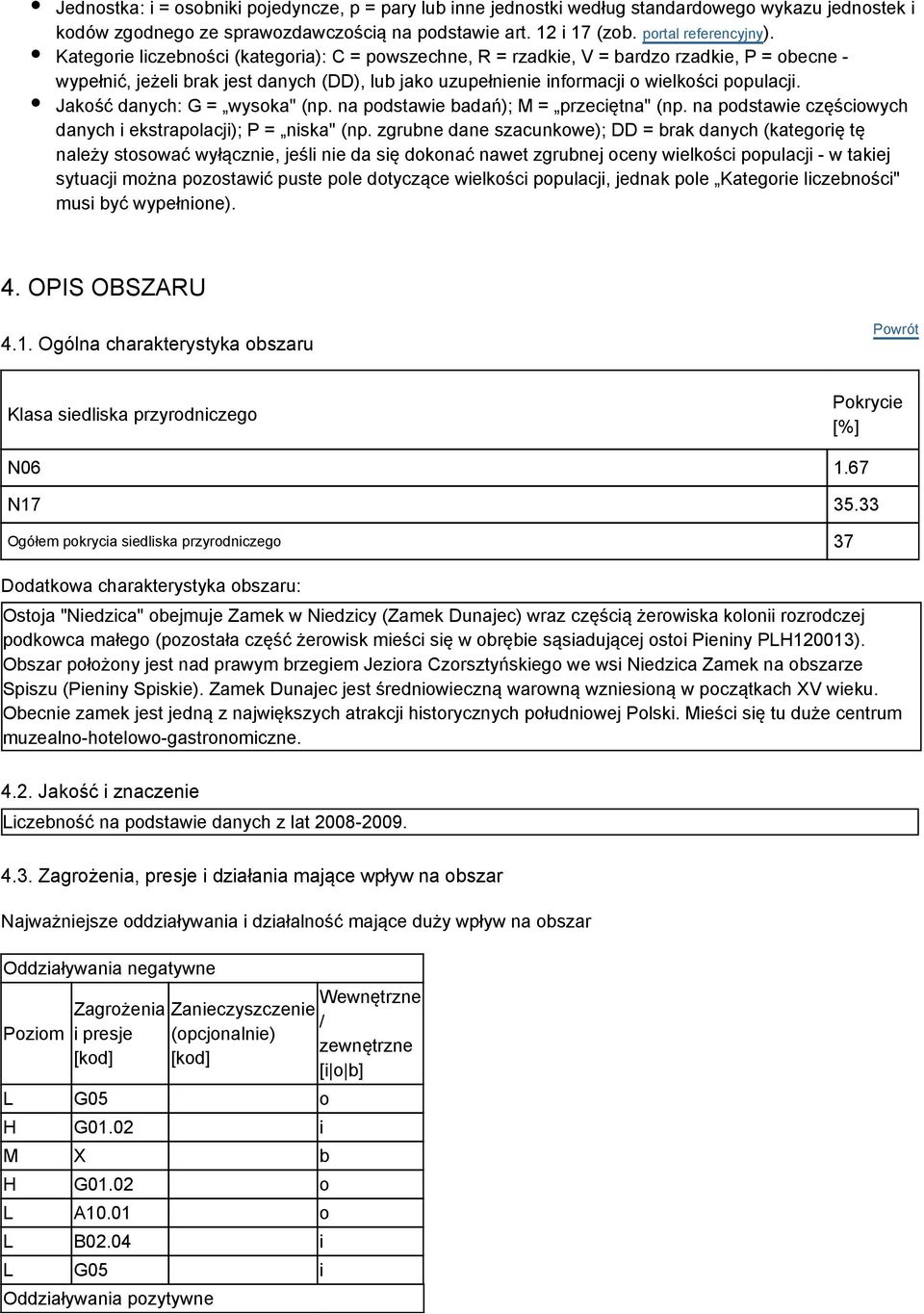 Jakość danych: G = wysoka" (np. na podstawie badań); M = przeciętna" (np. na podstawie częściowych danych i ekstrapolacji); P = niska" (np.