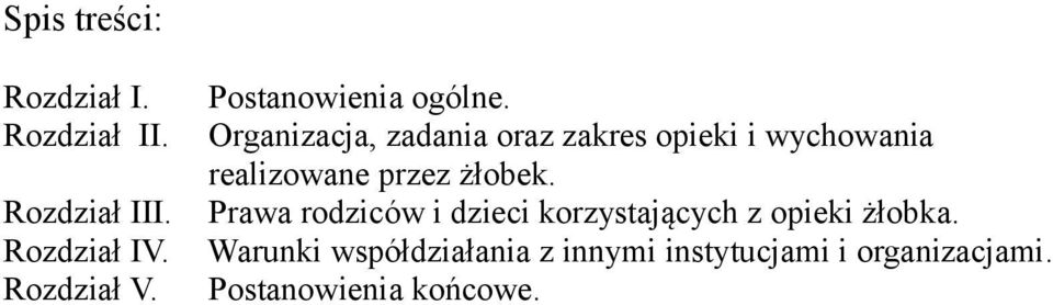 Rozdział III. Prawa rodziców i dzieci korzystających z opieki żłobka.