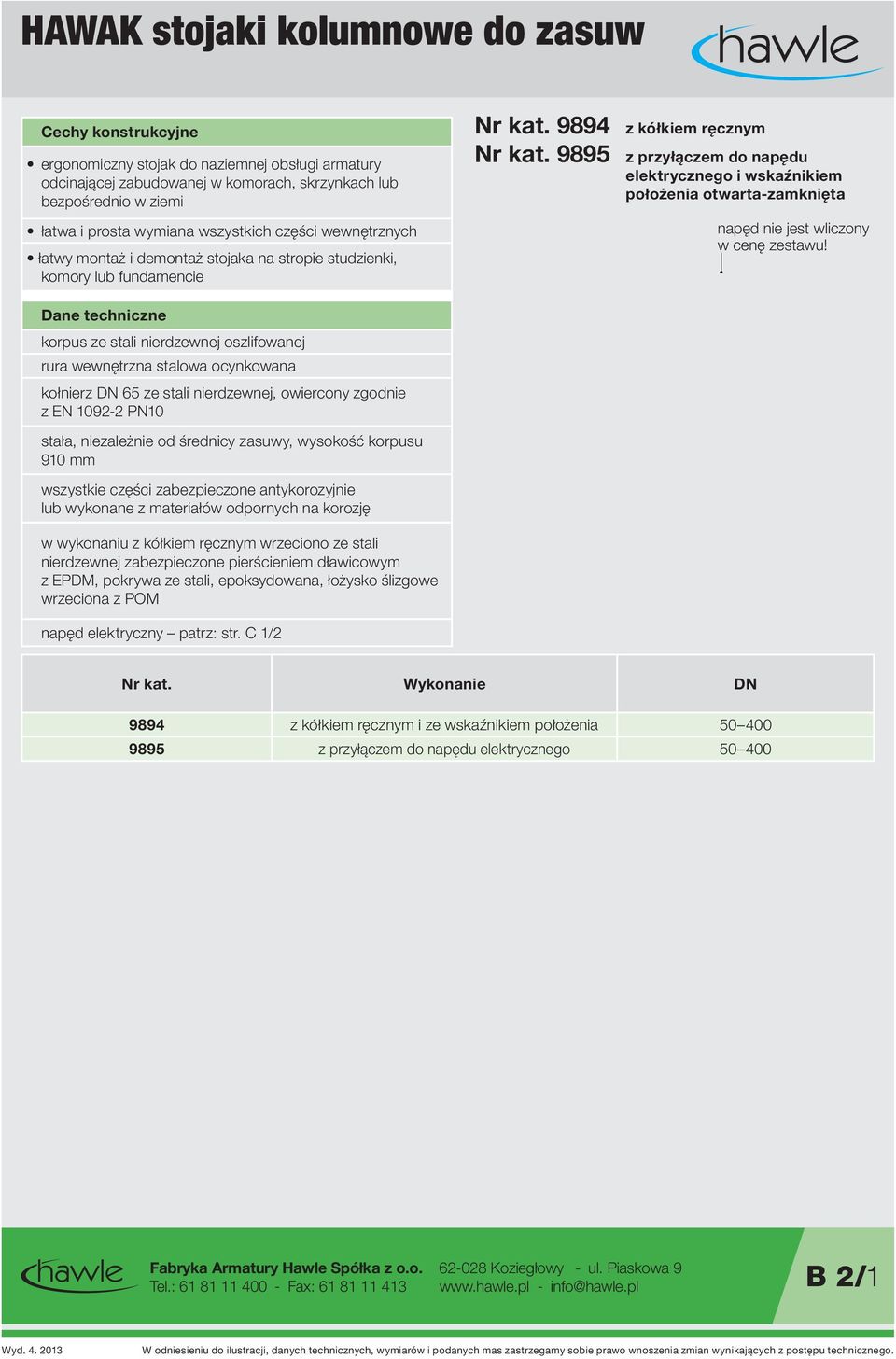 9895 z przyłączem do napędu elektrycznego i wskaźnikiem położenia otwarta-zamknięta napęd nie jest wliczony w cenę zestawu!