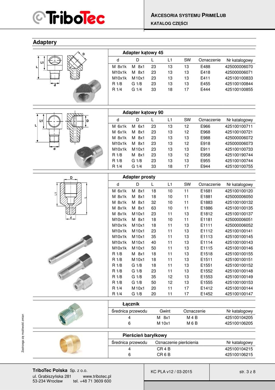 8x1k M 8x1 23 13 13 E988 425000006072 M10x1k M 8x1 23 13 12 E918 425000006073 M10x1k M 10x1 23 13 13 E911 425100100733 R 1/8 M 8x1 23 13 12 E958 425100190744 R 1/8 G 1/8 23 13 13 E955 425100100744 R