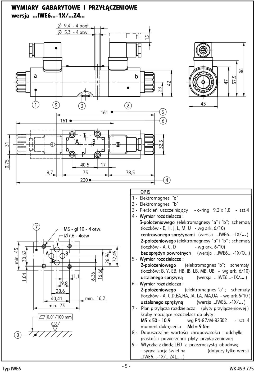 16,2 26,96 32,45 OP IS 1 - Elektromagnes "a" 2 - Elektromagnes "b" 3 - Pierścień uszczelniający - o-ring 9,2 x 1,8 - szt.