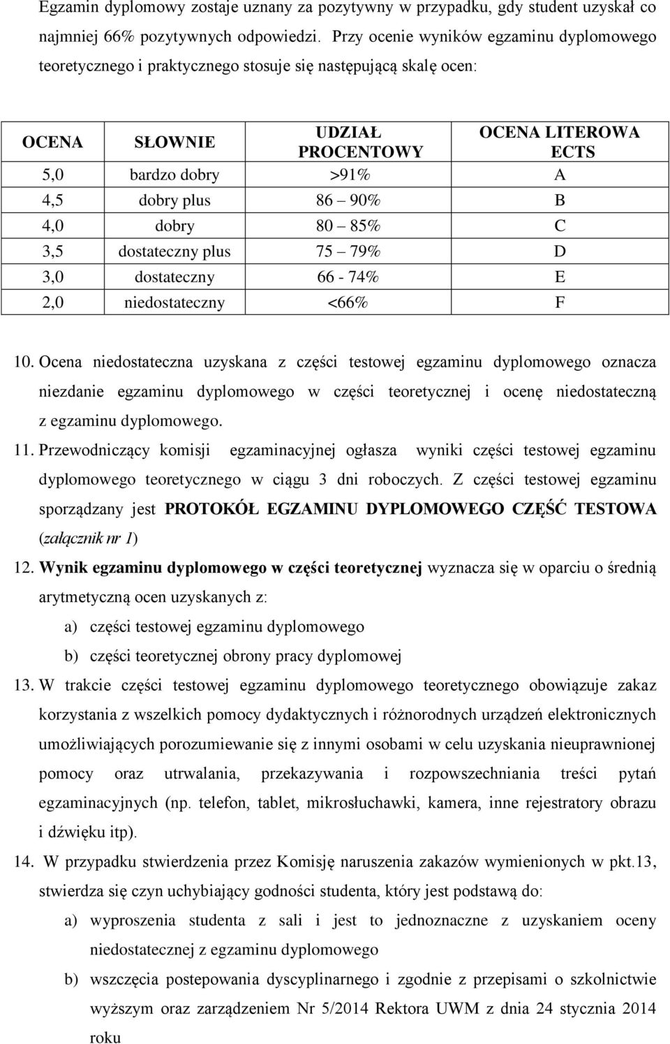 90% B 4,0 dobry 80 85% C 3,5 dostateczny plus 75 79% D 3,0 dostateczny 66-74% E 2,0 niedostateczny <66% F 10.