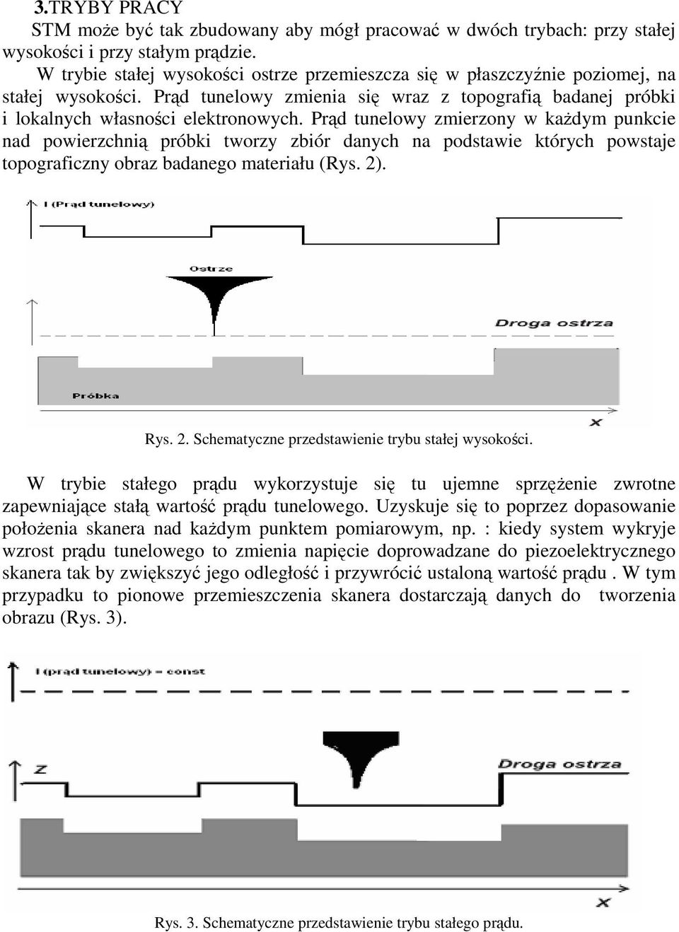 Prąd tunelowy zmierzony w każdym punkcie nad powierzchnią próbki tworzy zbiór danych na podstawie których powstaje topograficzny obraz badanego materiału (Rys. 2)