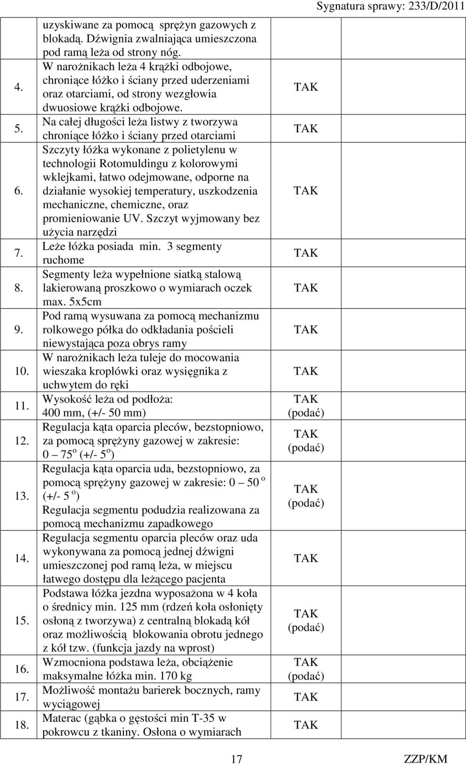 Na całej długości leża listwy z tworzywa chroniące łóżko i ściany przed otarciami Szczyty łóżka wykonane z polietylenu w technologii Rotomuldingu z kolorowymi wklejkami, łatwo odejmowane, odporne na