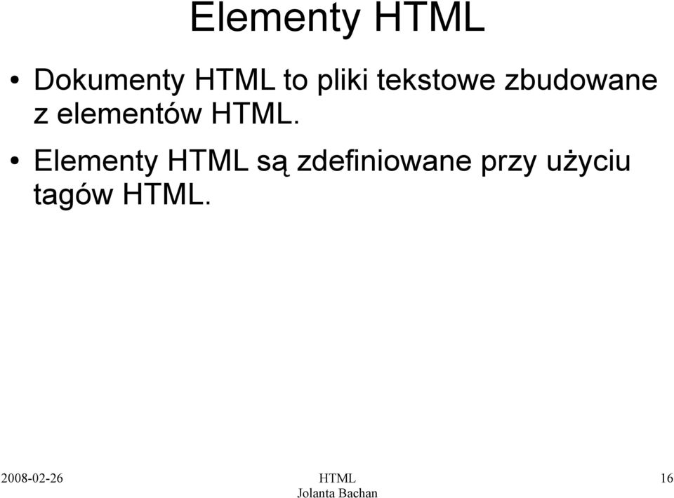 elementów HTML.