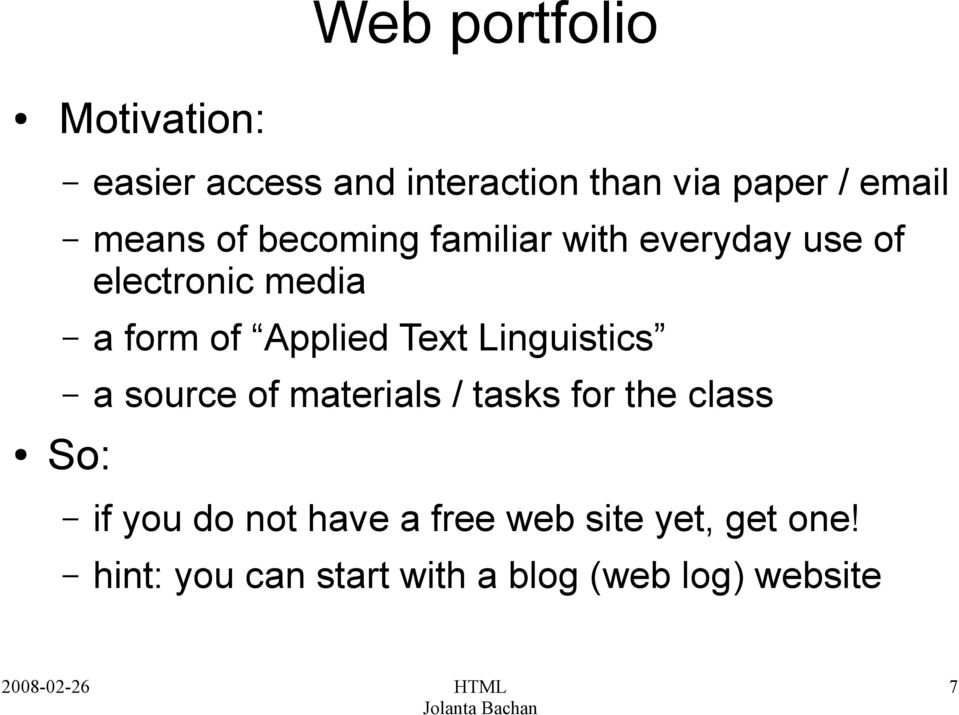 Applied Text Linguistics a source of materials / tasks for the class So: if you