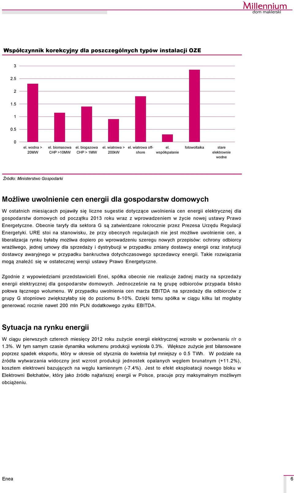 dotyczące uwolnienia cen energii elektrycznej dla gospodarstw domowych od początku 2013 roku wraz z wprowadzeniem w życie nowej ustawy Prawo Energetyczne.